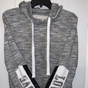 Gray Reflex Hoodie W/ Sequin and Glitter Decor